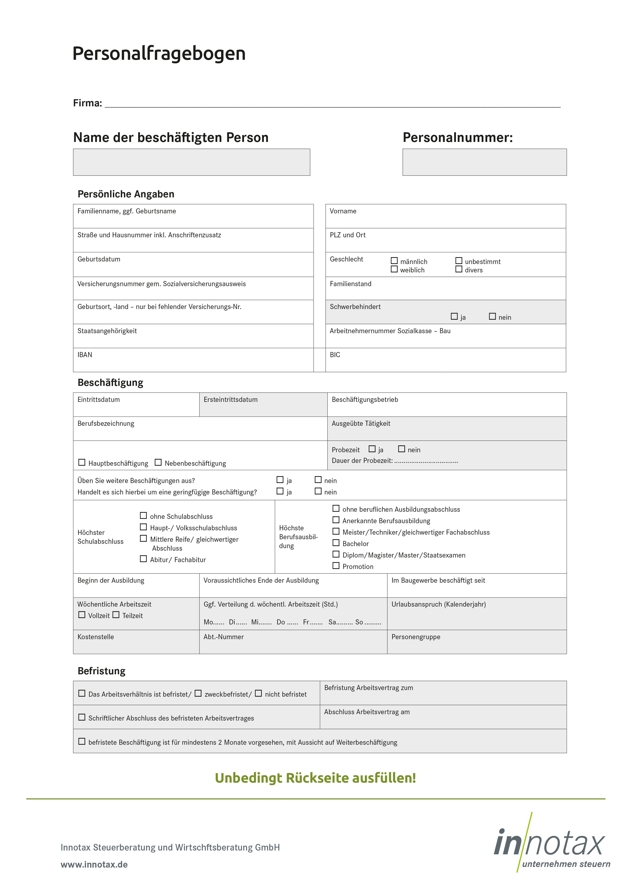 Personalfragebogen